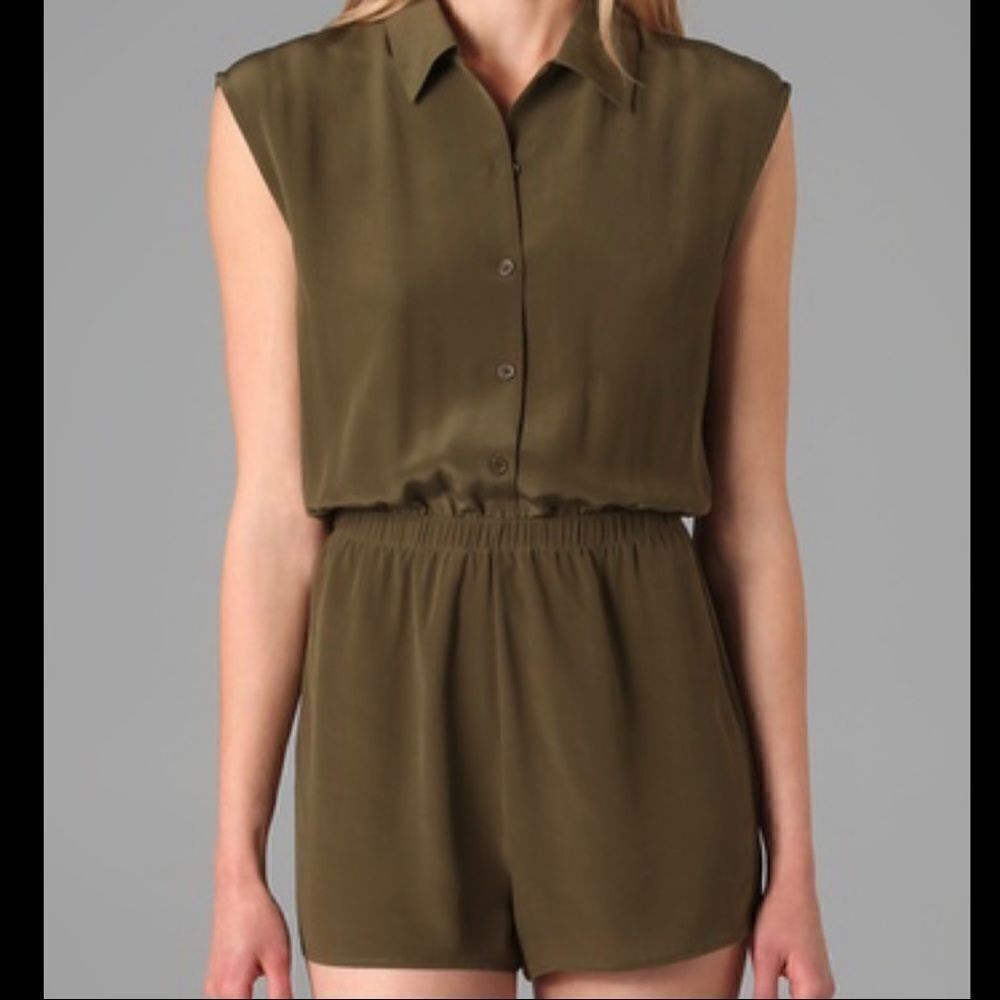 REFORMATION Ricky Army Collared Cut Out Romper - Picture 6 of 8